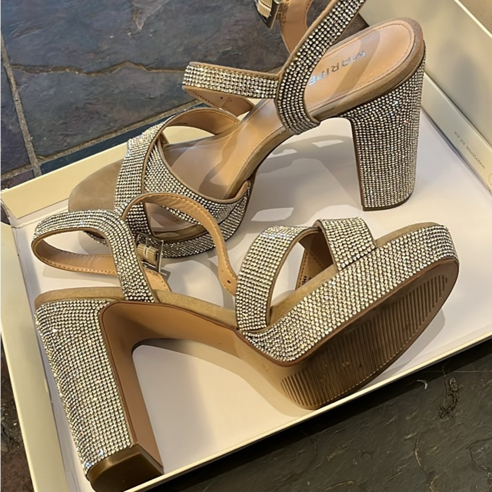 Sparkling Silver Strappy Heels